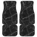 Black White Grunge Marble Print Front and Back Car Floor Mats