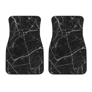 Black White Grunge Marble Print Front Car Floor Mats