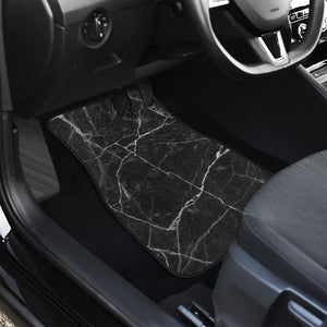 Black White Grunge Marble Print Front Car Floor Mats