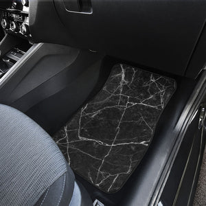 Black White Grunge Marble Print Front Car Floor Mats