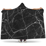 Black White Grunge Marble Print Hooded Blanket