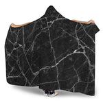Black White Grunge Marble Print Hooded Blanket