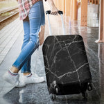 Black White Grunge Marble Print Luggage Cover GearFrost