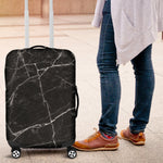 Black White Grunge Marble Print Luggage Cover GearFrost