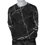 Black White Grunge Marble Print Men's Crewneck Sweatshirt GearFrost