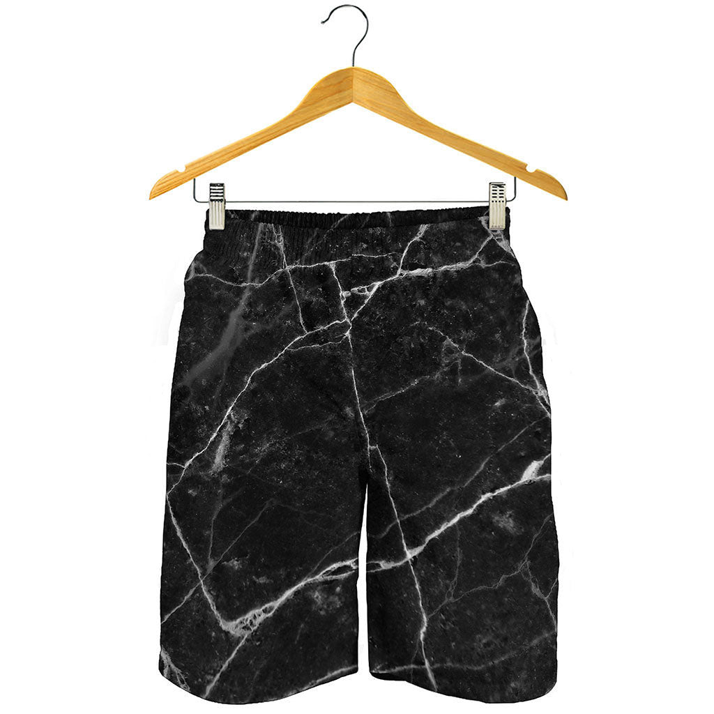 Black White Grunge Marble Print Men's Shorts