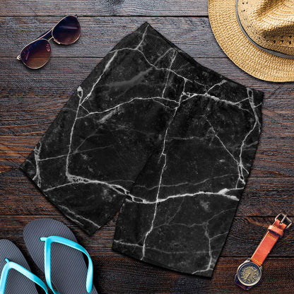 Black White Grunge Marble Print Men's Shorts