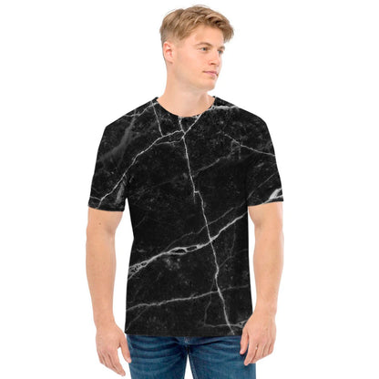 Black White Grunge Marble Print Men's T-Shirt