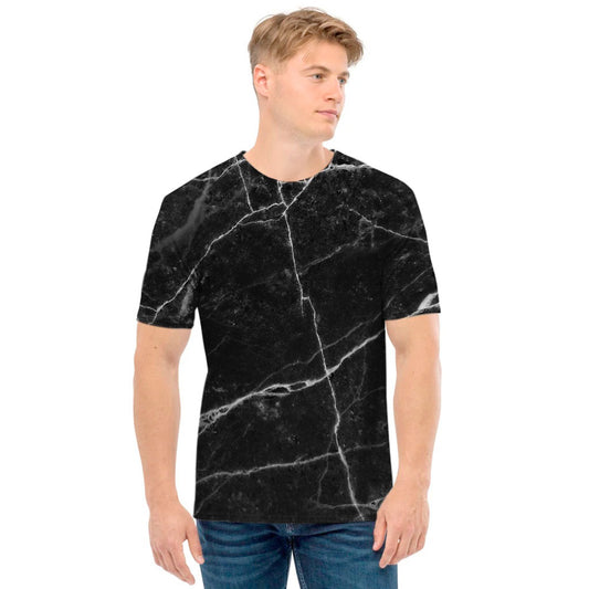 Black White Grunge Marble Print Men's T-Shirt