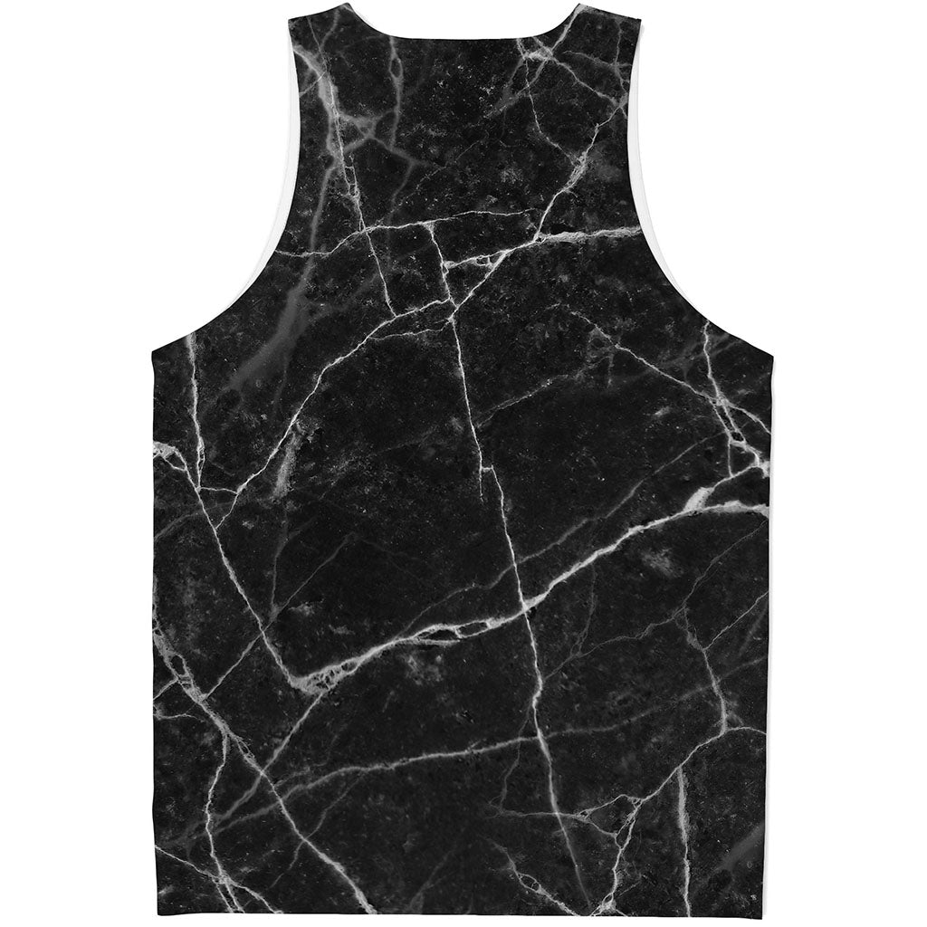 Black White Grunge Marble Print Men's Tank Top