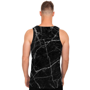 Black White Grunge Marble Print Men's Tank Top