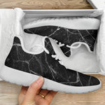 Black White Grunge Marble Print Mesh Knit Shoes GearFrost