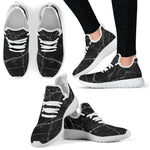 Black White Grunge Marble Print Mesh Knit Shoes GearFrost