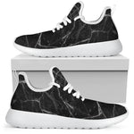 Black White Grunge Marble Print Mesh Knit Shoes GearFrost