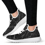 Black White Grunge Marble Print Mesh Knit Shoes GearFrost