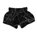 Black White Grunge Marble Print Muay Thai Boxing Shorts