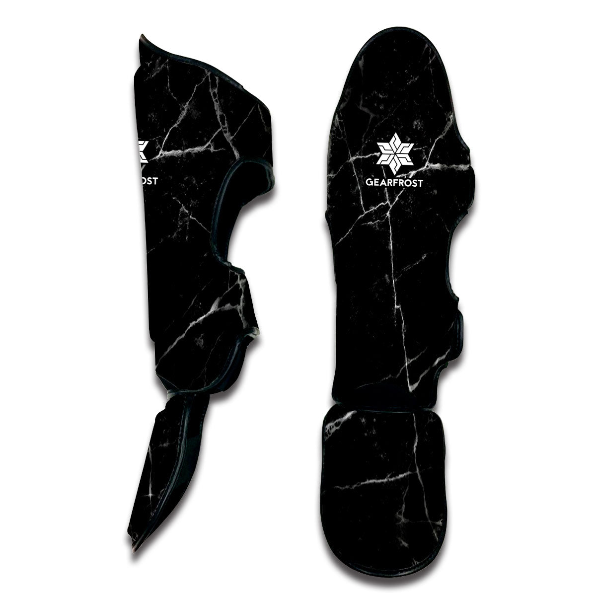 Black White Grunge Marble Print Muay Thai Shin Guard