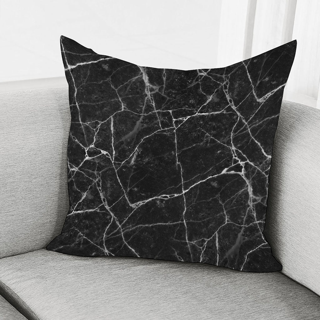 Black White Grunge Marble Print Pillow Cover