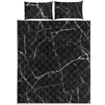 Black White Grunge Marble Print Quilt Bed Set