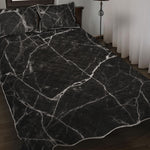 Black White Grunge Marble Print Quilt Bed Set