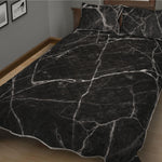 Black White Grunge Marble Print Quilt Bed Set