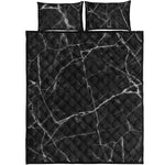 Black White Grunge Marble Print Quilt Bed Set