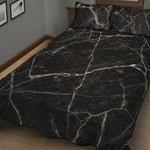 Black White Grunge Marble Print Quilt Bed Set