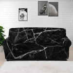 Black White Grunge Marble Print Sofa Cover