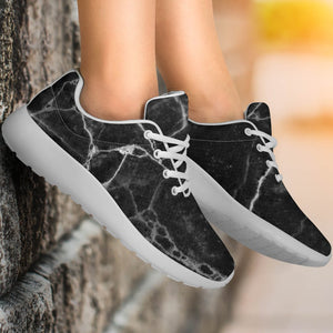 Black White Grunge Marble Print Sport Shoes GearFrost