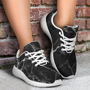 Black White Grunge Marble Print Sport Shoes GearFrost