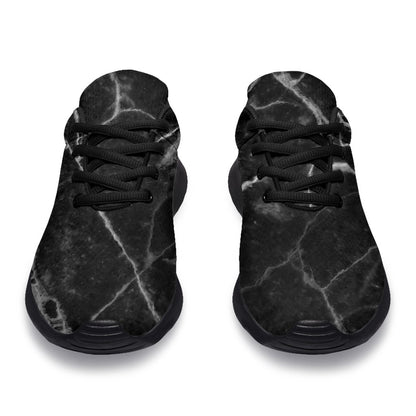 Black White Grunge Marble Print Sport Shoes GearFrost