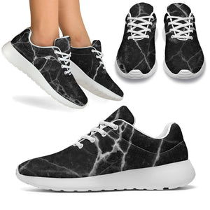 Black White Grunge Marble Print Sport Shoes GearFrost