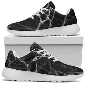 Black White Grunge Marble Print Sport Shoes GearFrost