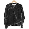 Black White Grunge Marble Print Women's Crewneck Sweatshirt