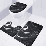 Black White Liquid Marble Print 3 Piece Bath Mat Set