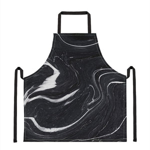 Black White Liquid Marble Print Apron