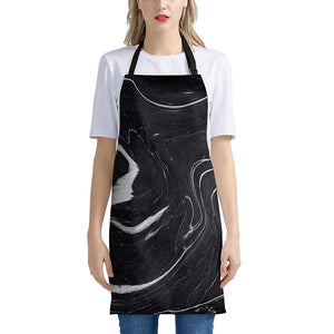 Black White Liquid Marble Print Apron