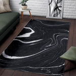 Black White Liquid Marble Print Area Rug GearFrost