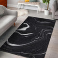 Black White Liquid Marble Print Floor Mat