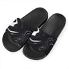 Black White Liquid Marble Print Black Slide Sandals