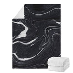 Black White Liquid Marble Print Blanket