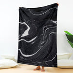 Black White Liquid Marble Print Blanket