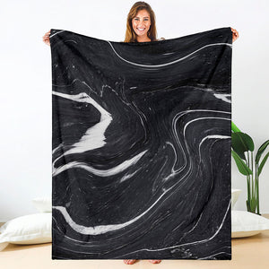 Black White Liquid Marble Print Blanket