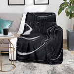 Black White Liquid Marble Print Blanket