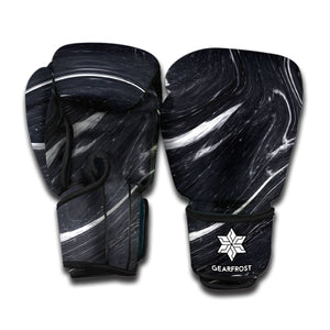 Black White Liquid Marble Print Boxing Gloves