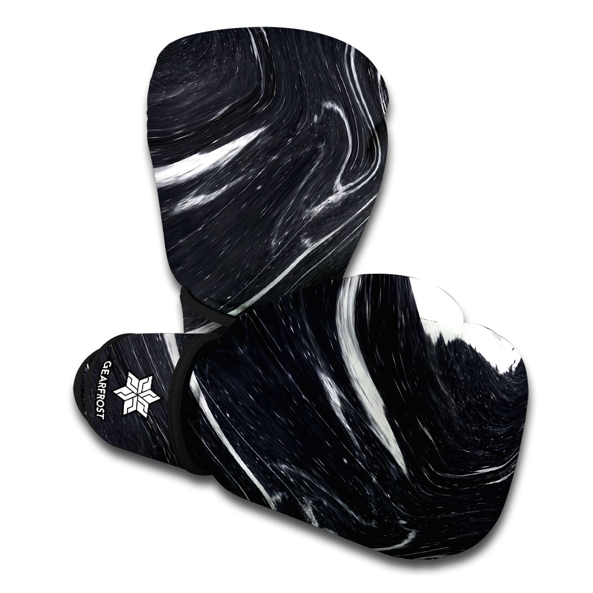 Black White Liquid Marble Print Boxing Gloves