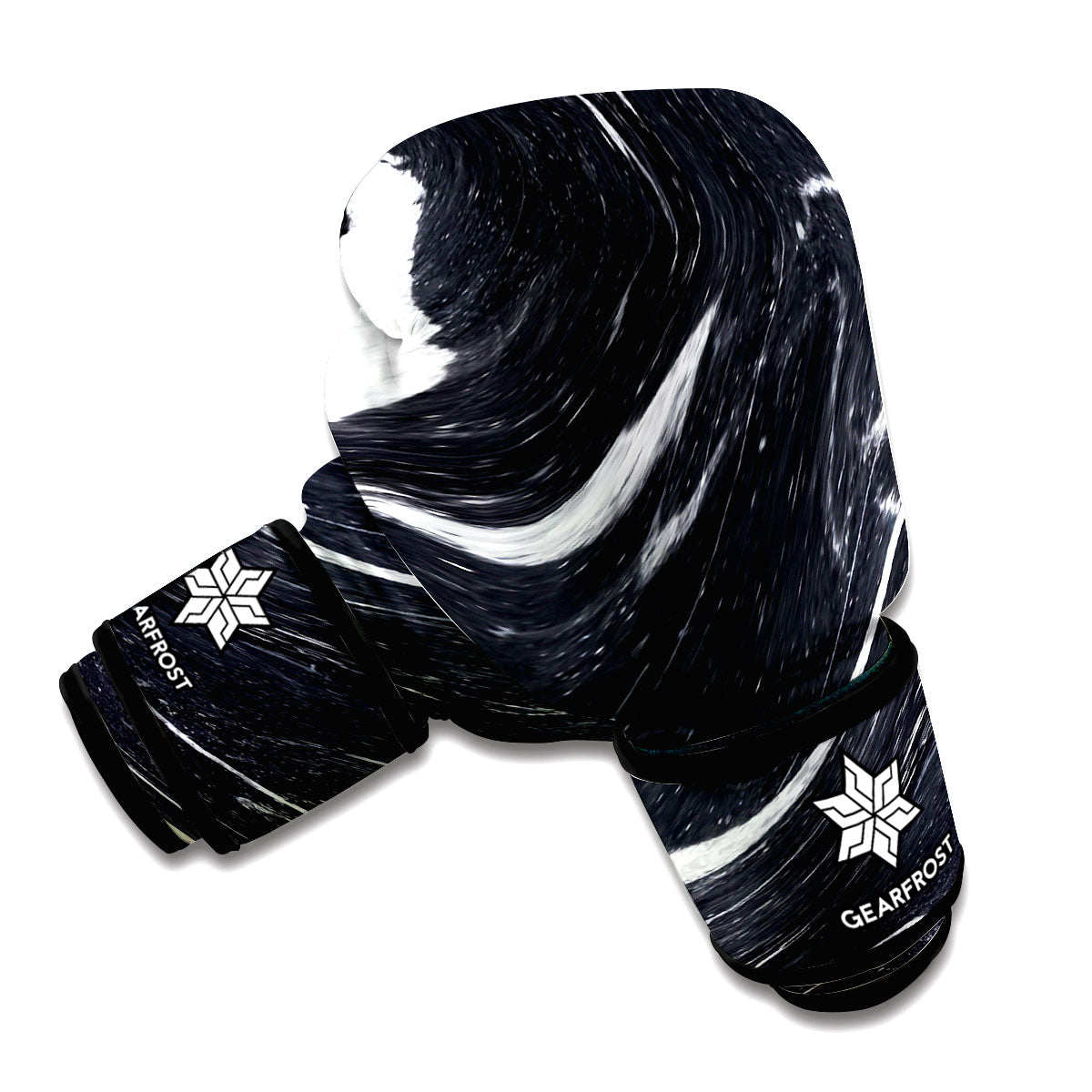 Black White Liquid Marble Print Boxing Gloves