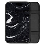 Black White Liquid Marble Print Car Center Console Cover