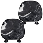 Black White Liquid Marble Print Car Headrest Covers