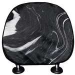 Black White Liquid Marble Print Car Headrest Covers